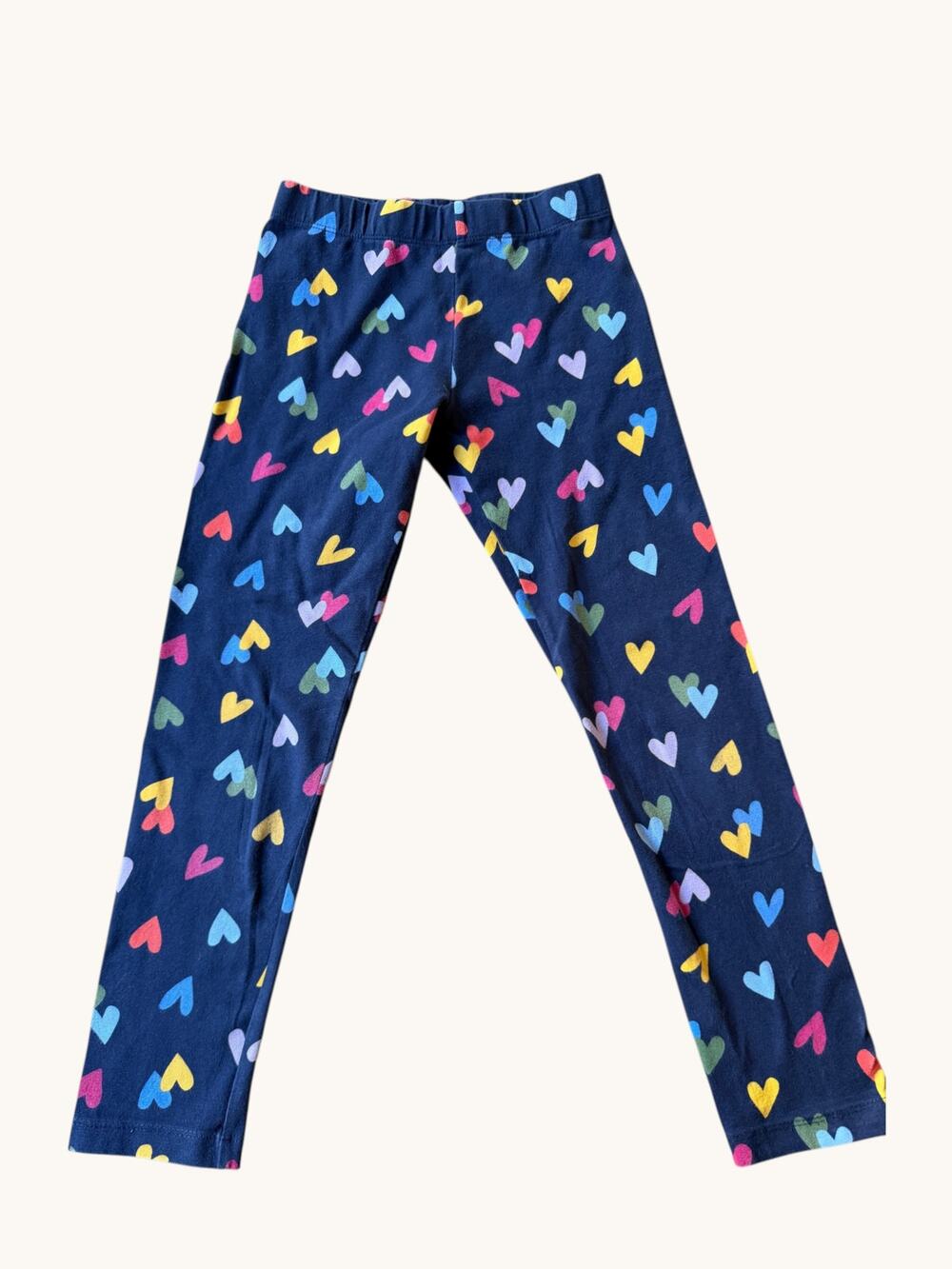 Primary Girls Heart Print Leggings Navy Multicolor Size 8